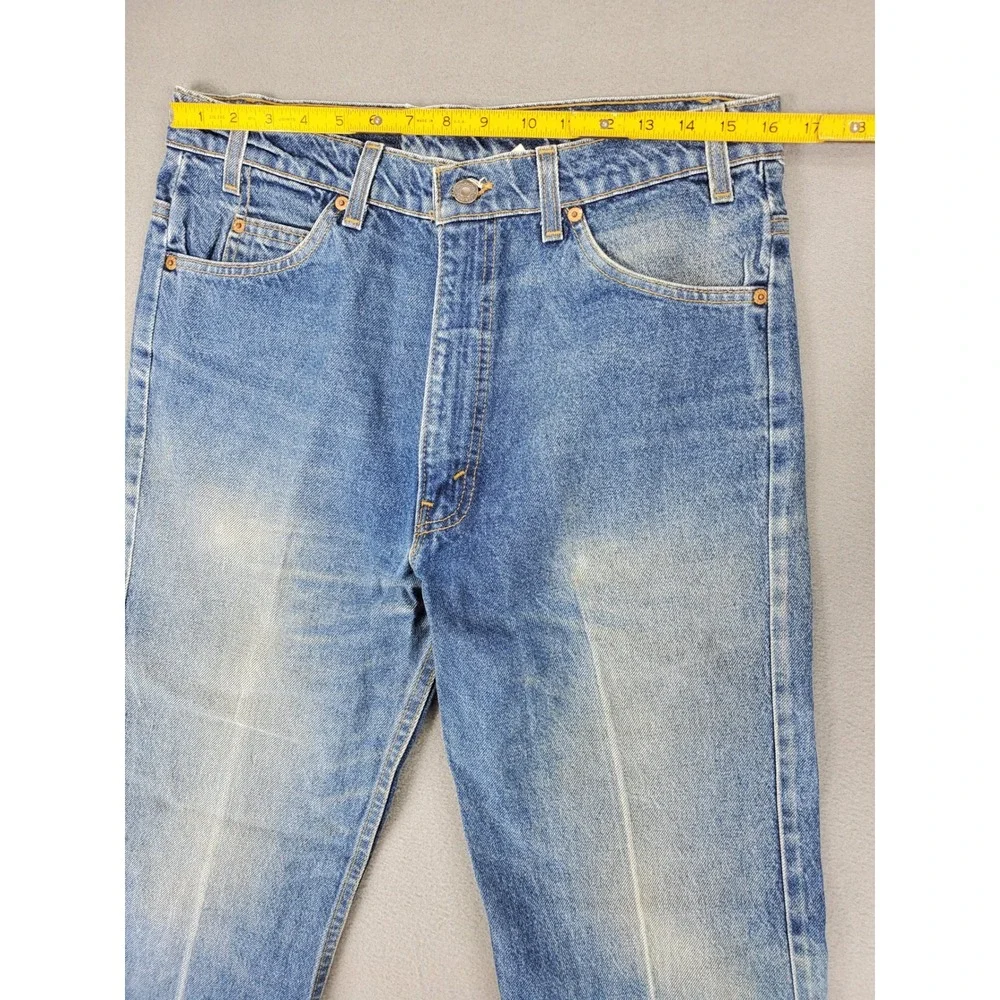 Levi's 517 Bootcut Jeans Men 36 Blue Vintage Orange Tab Made in USA Raw Hem 90s